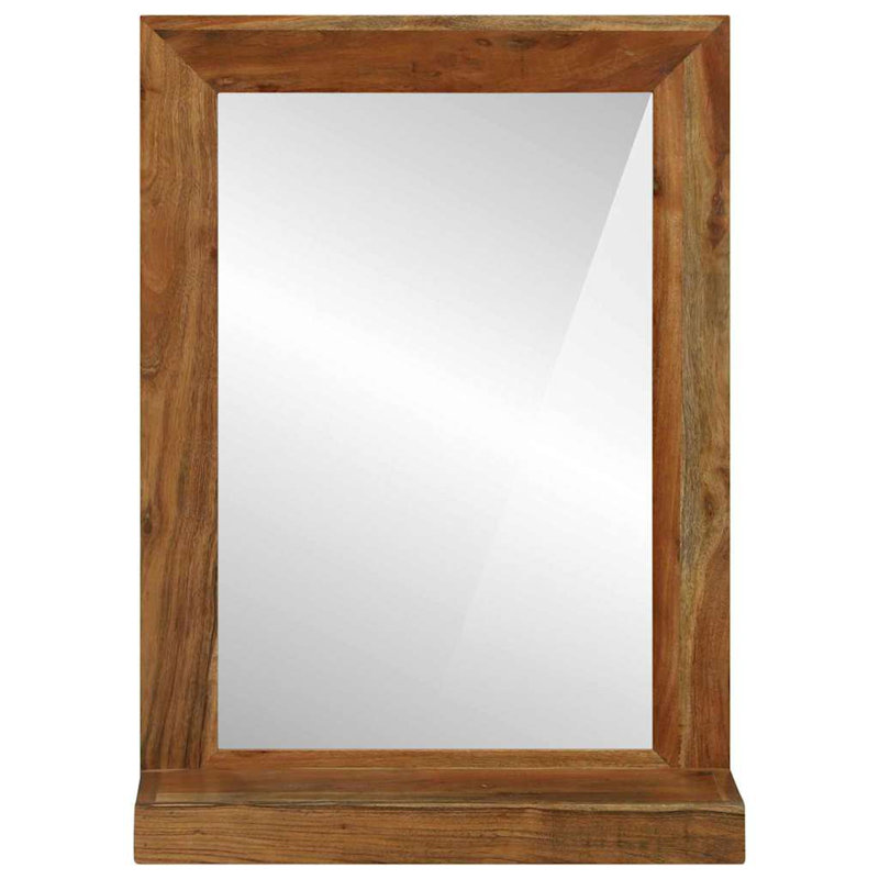 Solid Wood Rectangle Mirror, Brown Wood Acacia
