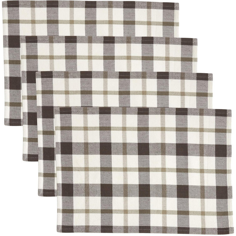 Ensemble de 4 napperons classiques en coton gris à carreaux classiques l 14 po x L 20 po