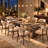 Rectangular Dining Table with Metal Panel Legs