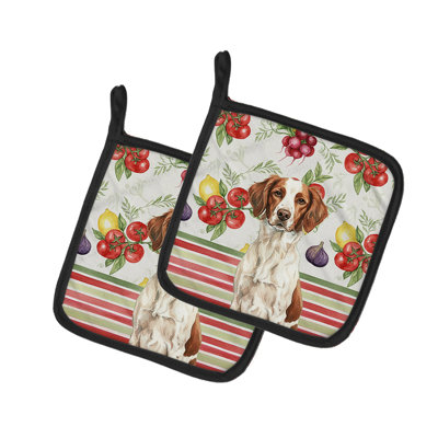 Paire de porte-casseroles en forme de foie et légumes bretons blancs