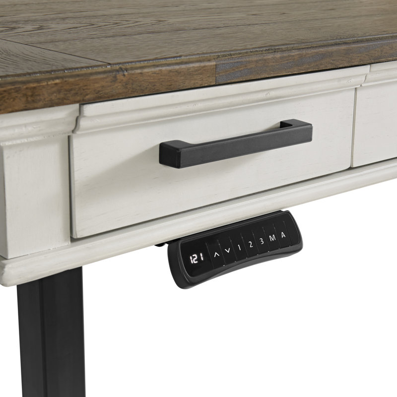 Isamu Adjustable Height Solid Wood Steel Writing Desk