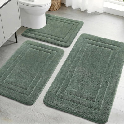 Ensemble de tapis de salle de bain 3 pièces, ensemble de tapis de bain en mousse viscoélastique épaisse et absorbante, semblable à une serviette, tapis antidérapants lavables à la machine pour la salle de bain, la baignoire et la douche