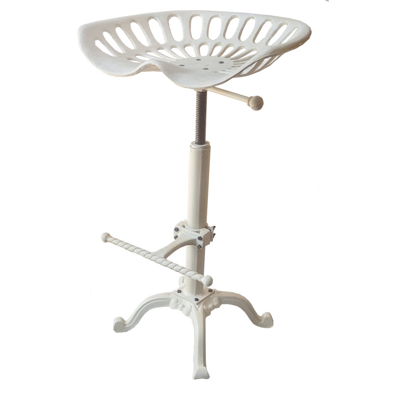 Sublette Swivel Adjustable Height Counter Stool with Metal Frame, White