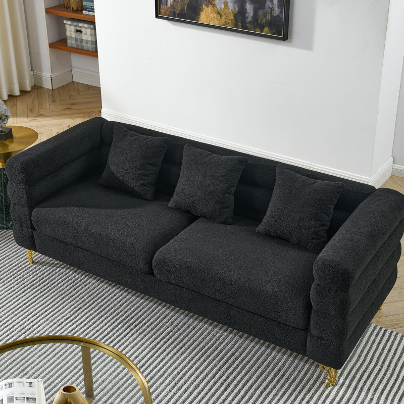 Canapé modulaire 3 places 81 po 81 po - Tissu noir moderne avec coussins Confort pour diverses pièces