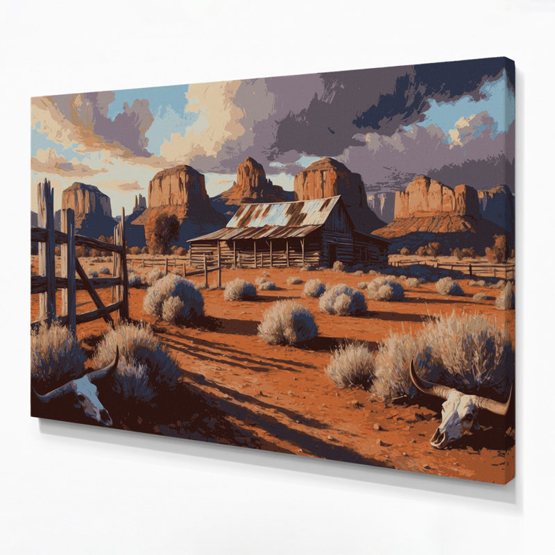 Art mural sur toile noir Southwestern Cowboy Western Ranch 93, H 12 po x l 18 po
