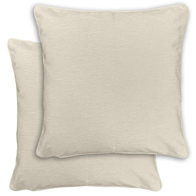 Pair of Knightsbridge Cushion Covers 43x43cm - Textured Chenille with Piped Edge - Double-Sided, Zip Opening - Covers Only, No Inserts,