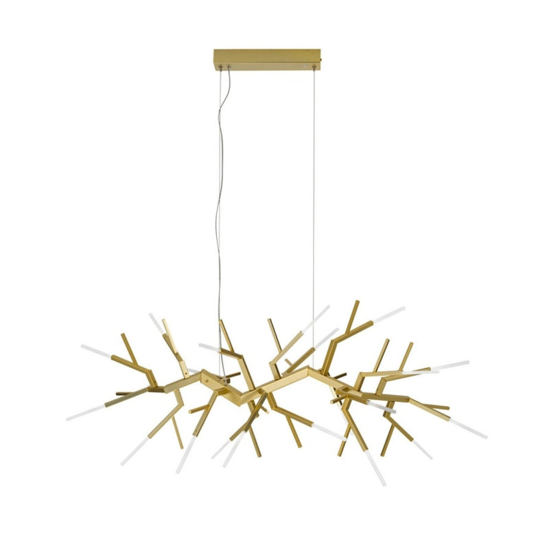 Lustre Acropora à branches claires, Or antique, Clair, 113"” Wide x 32 Depth x 25" Height