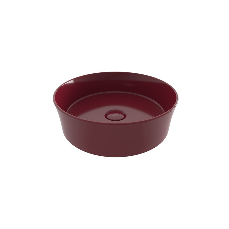 Bocchi Sottile Slim Line 380mm L x 380mm W Ceramic Circular Sink, Gloss Burgandy Red
