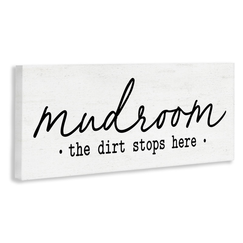 «Mudroom Script Dirt Stops Here», conception par Lettré et doublé, H 17 po x l 40 po