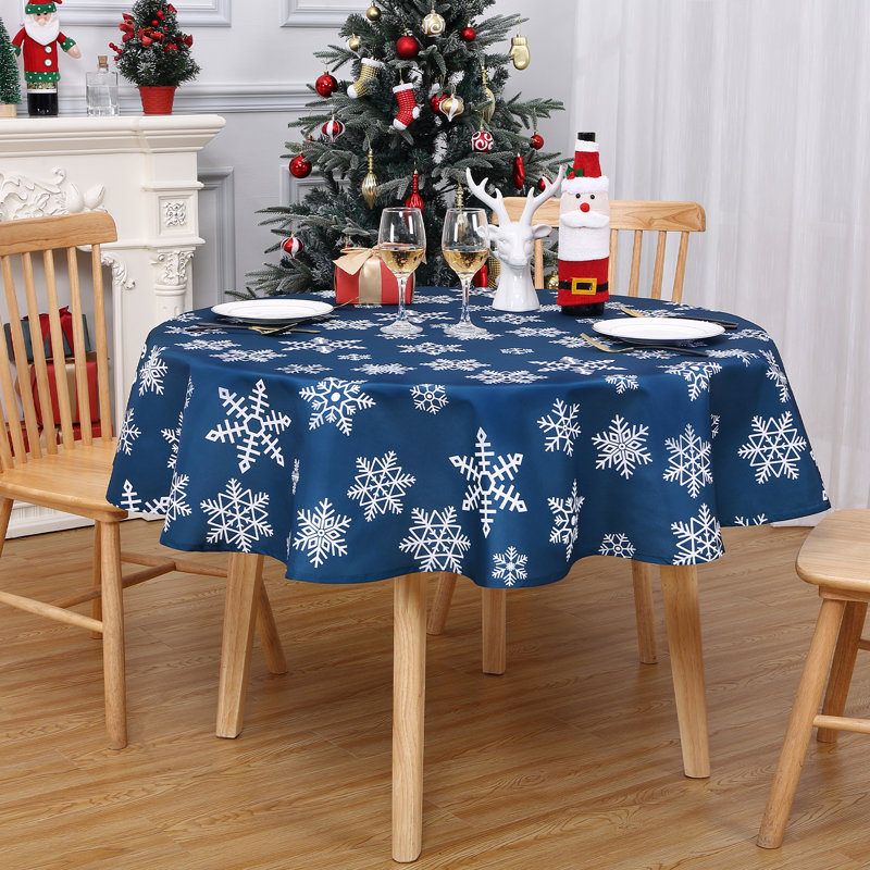 Nappe Holiday Christmas, Rond 60 po, Bleu