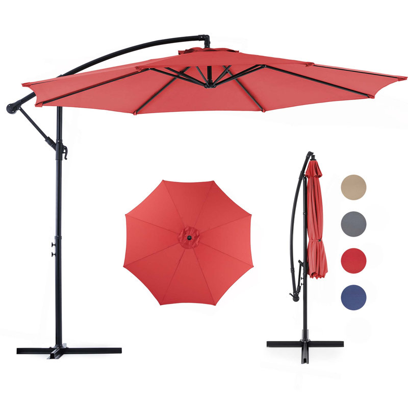 Parasol de patio en porte-à-faux 9,8pi, Rouge