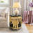 19.7" Wide 2-Tier Round Glass Top End Table Couch Side Table-1197463768-1197463770
