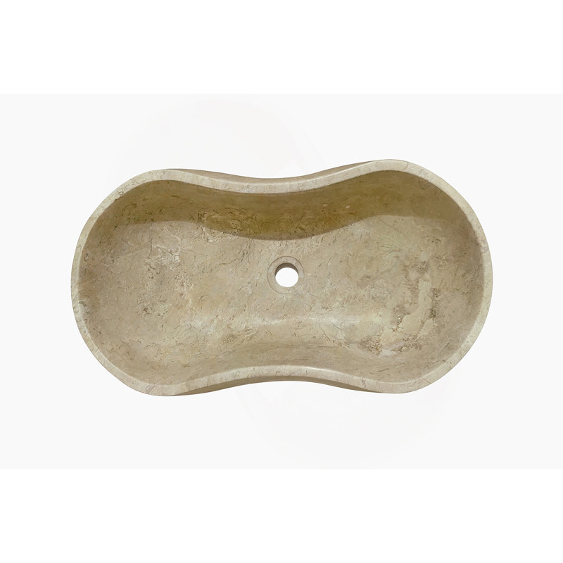 Bathroom Vessel Sink With Pre-Drilled Drain Hole, Beige