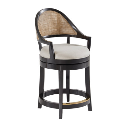 Modern History Swivel Upholstered Linen Blend Counter Stool with Stainless Steel Frame