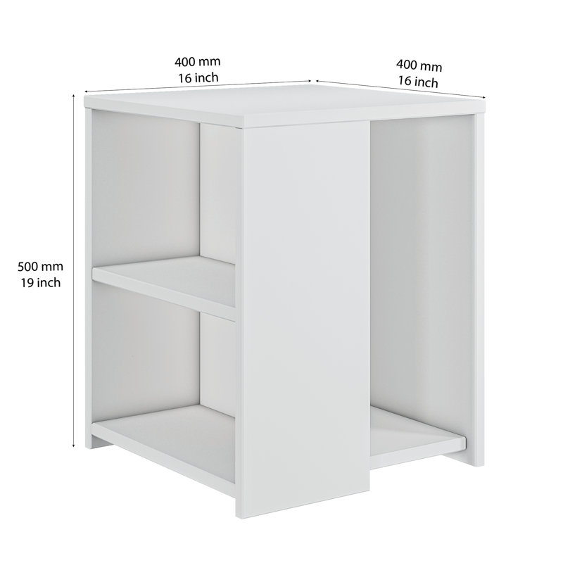 Pedestal End Table, White