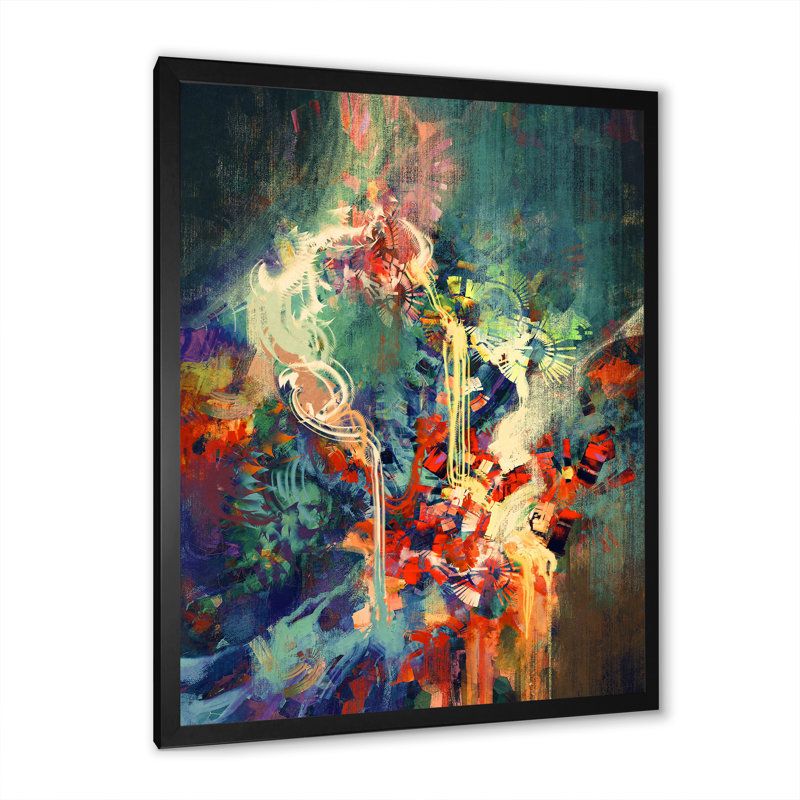 «Grunge Colorful», reproduction d'art sur toile, Cadre noir, H 20 po x l 12 po x P 1 po