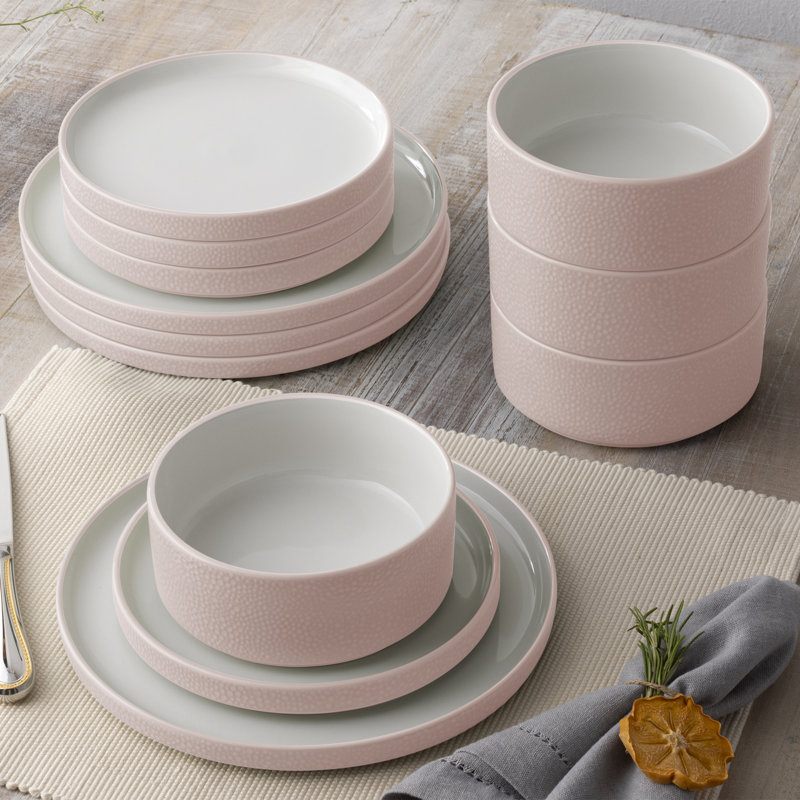 Noritake Colortex Stone 12-Piece Dinnerware Set, Service for 4, Blush