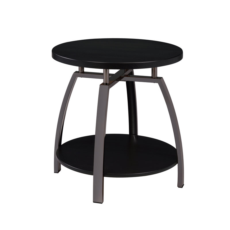 Table de bout ronde avec rangement Kaedin, Noir