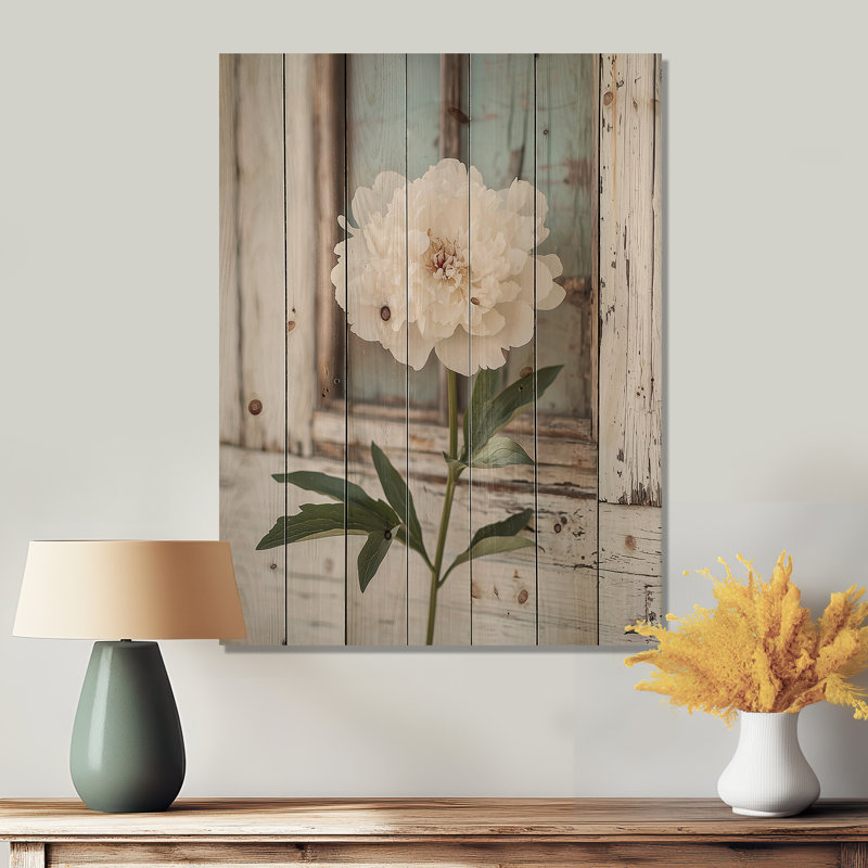 Photo pivoines par la grange laitière II - Art mural en bois pivoines - sur bois de pin naturel