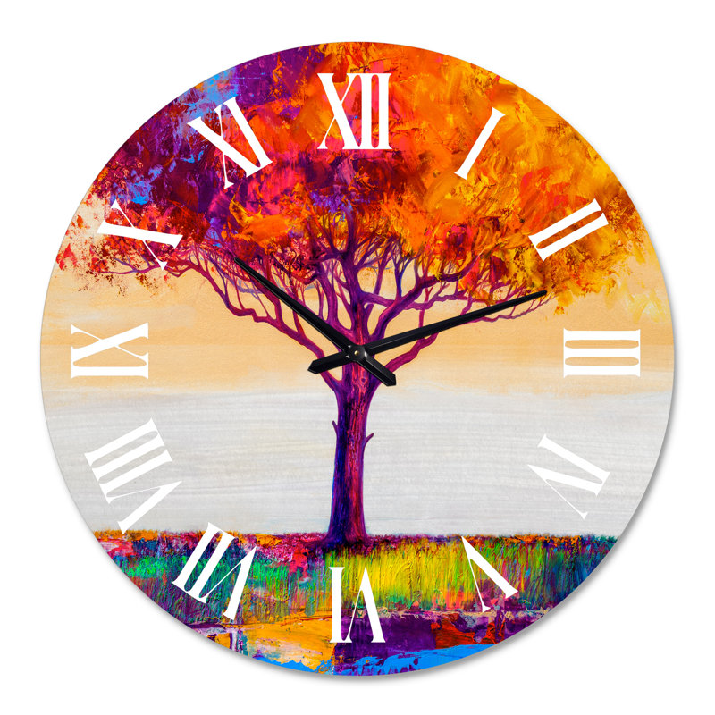 Arbre d'automne en forêt colorée XVII - horloge murale maison de campagne, Grand