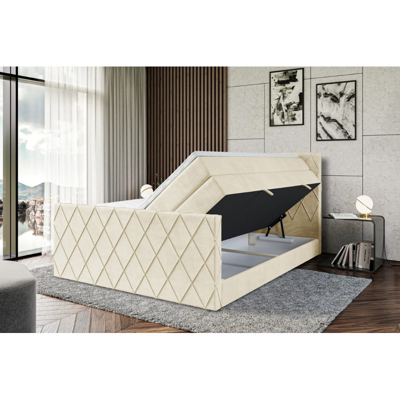 Rudmer Bed with Mattress, 120cm W x 200cm D, Beige