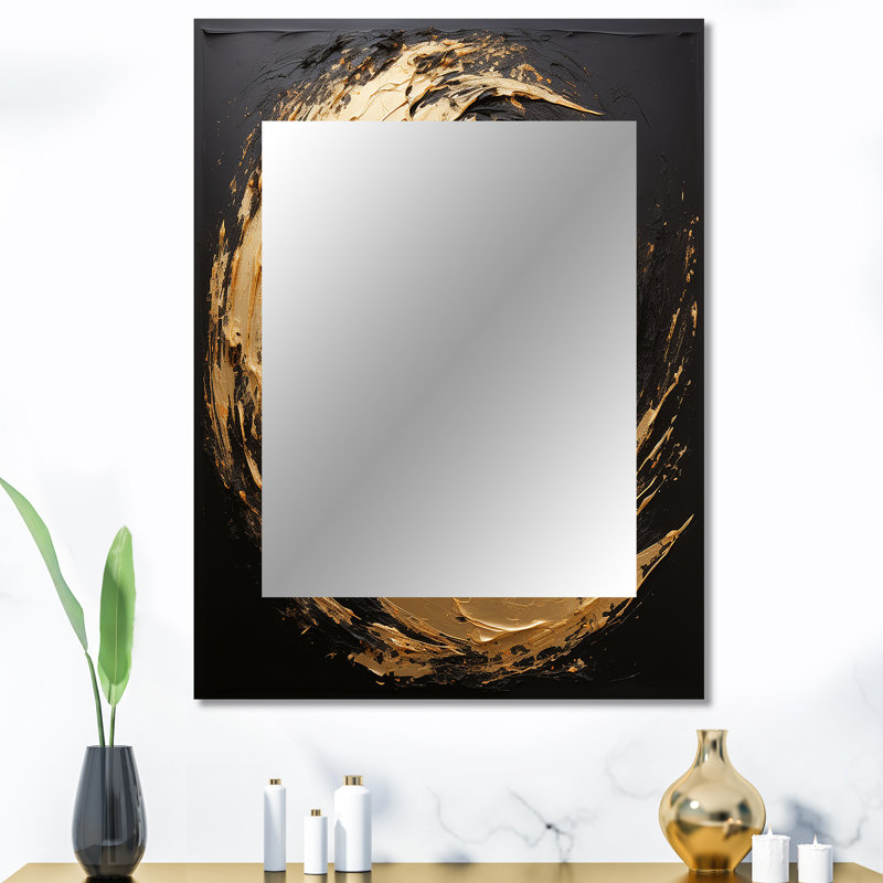 Gold and black abstract spiral collage - Abstract Collages Unique Mirror, Modern Large Wall Mirror, Printed Metal Art
