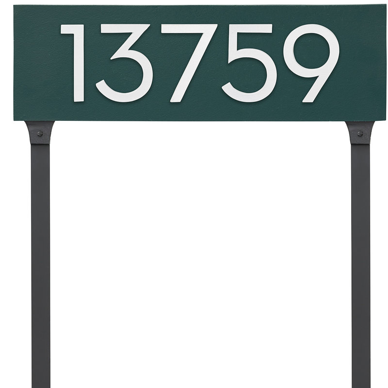 Floating 1-Line Lawn Address Sign, Hunter Green, White, Yes