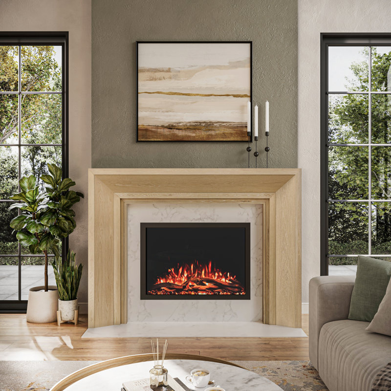Modern Ember Everly Wood Fireplace Mantel Surround Kit in White | 56" x 42" Opening | 54", Whitewash, 72"