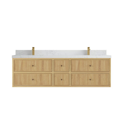 Sonoma Floating Teak 72'' Double Bathroom Vanity with Top