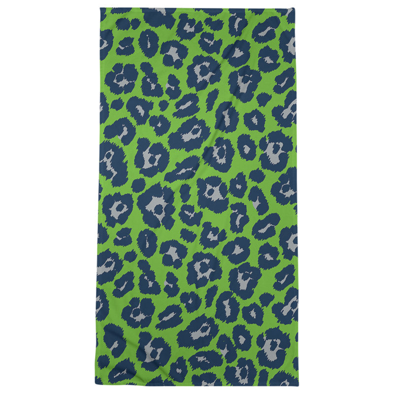 Serviette de plage Holderness, Mélange polyester-coton, Vert / gris / bleu marine