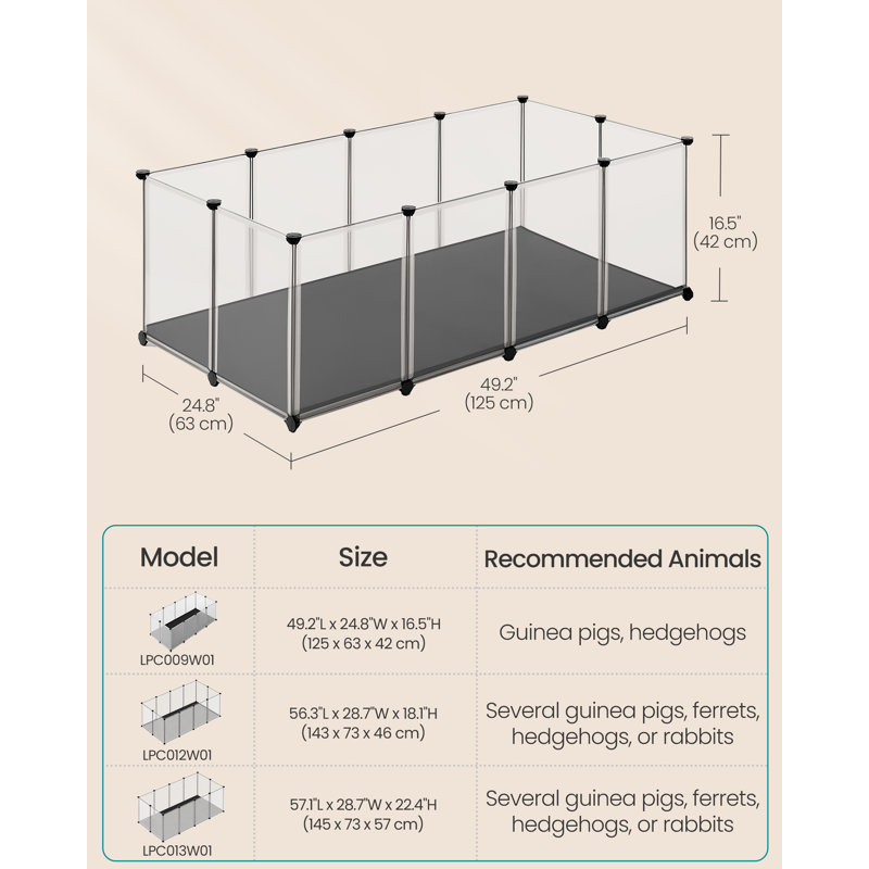 Small Animal Playpen, 46" H x 125" W x 63" D
