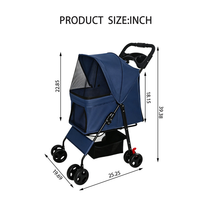 Foldable Pet Stroller, Blue