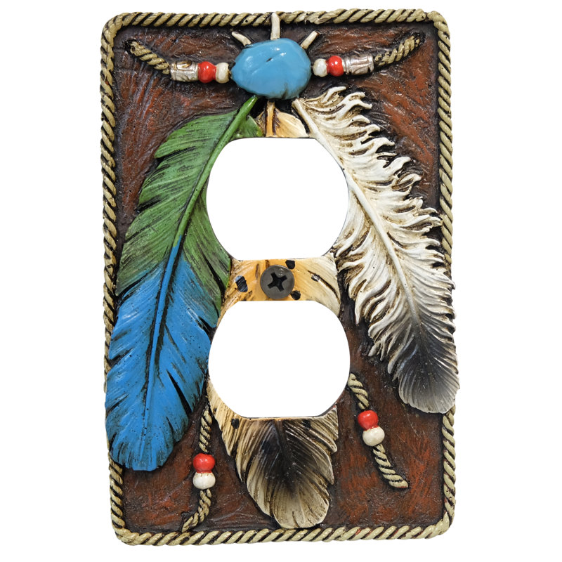 Plaque murale décorative à double prise murale Southwestern Tribal Feather
