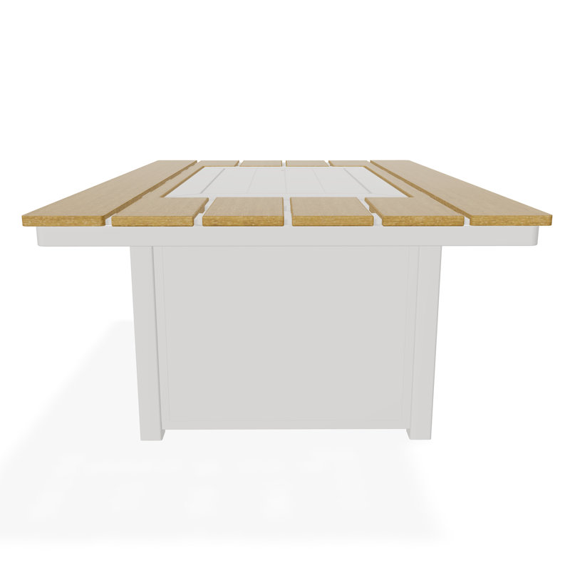 36" x 54" Rustic Polymer Fire Table with Propane Shelf, Snow