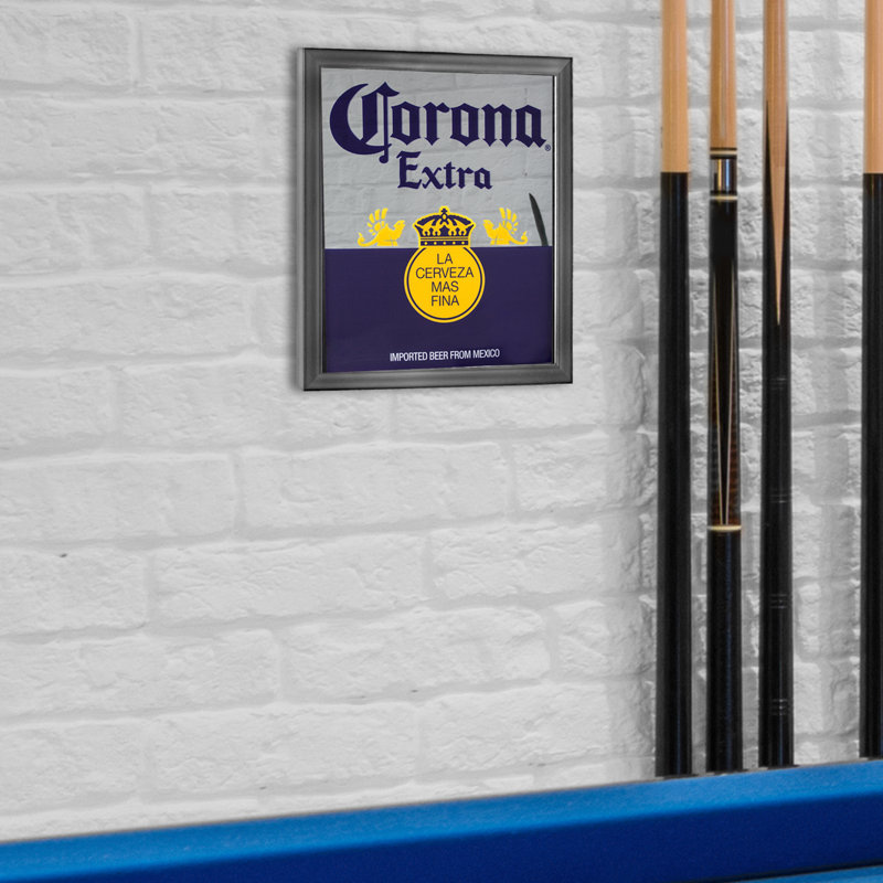 Corona Extra Screen Printed Wall Mirror with Black Frame