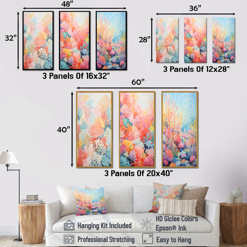 Coral Reef Barrier Expression, 32" H x 48" W, White Floater Framed