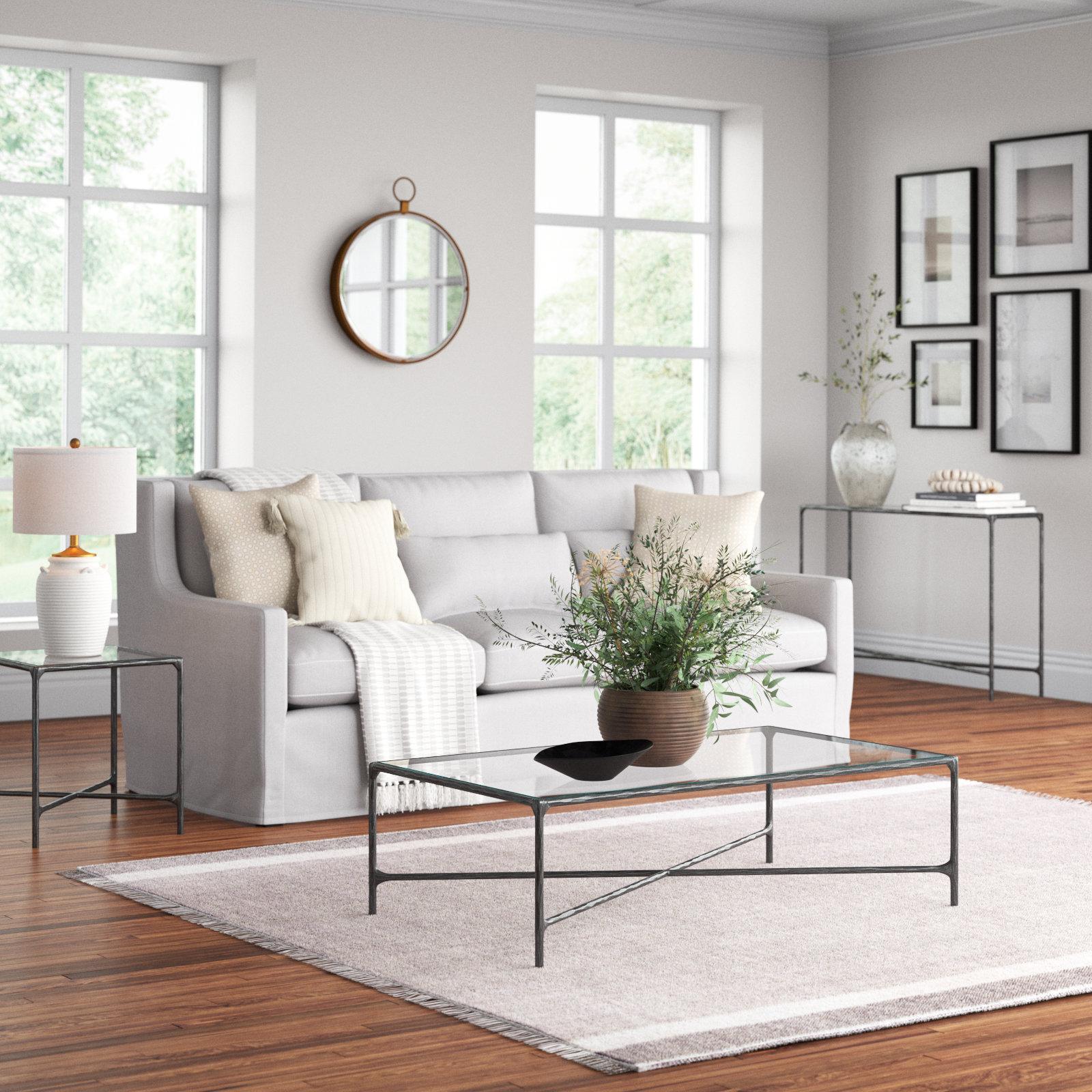 Evelynn 3-Piece Living Room Table Set, Clear, Black