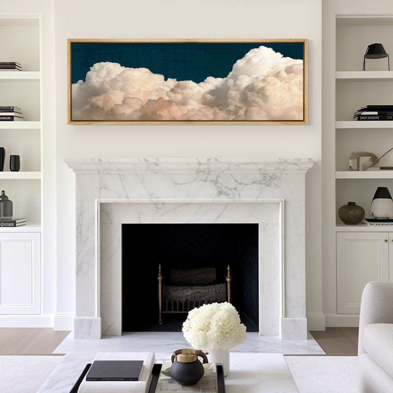 Nuage pastel sur toile, 2 pièces, H 20 po x l 60 po, Impression encadrée flottante sans passe-partout, Naturel