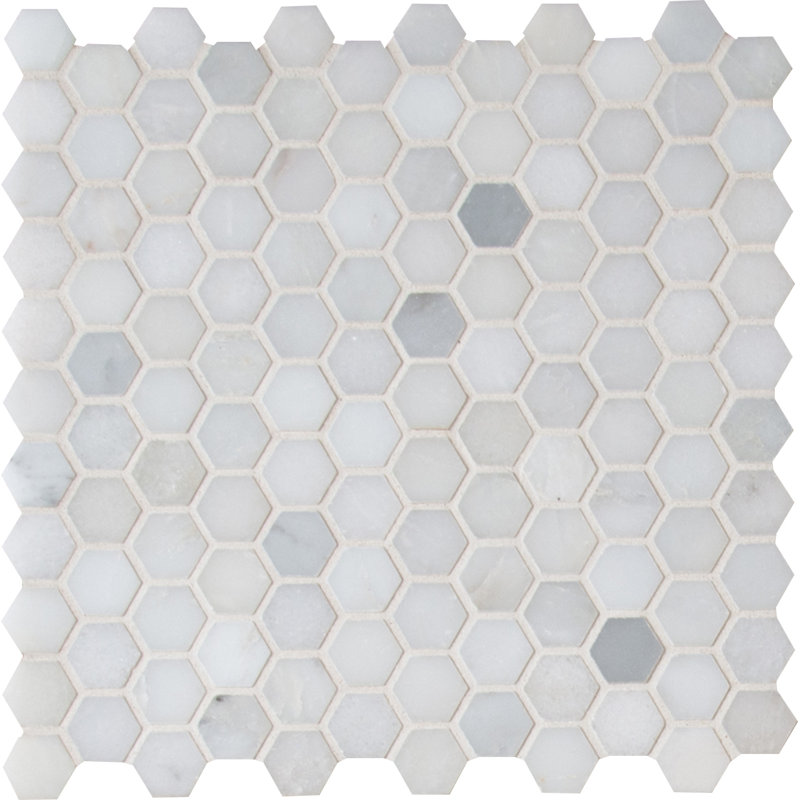 Iona Mist Hexagon 12 in. x 12 in. Polished Marble Mosaic Floor and Wall Tile