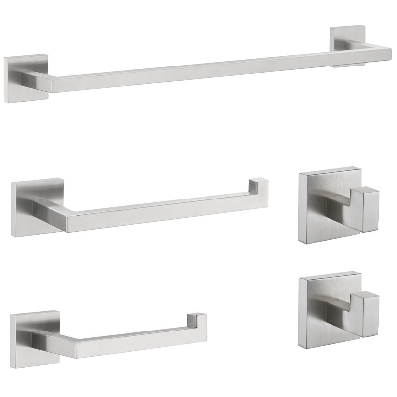 5 - Piece Bathroom Hardware Set, Silver