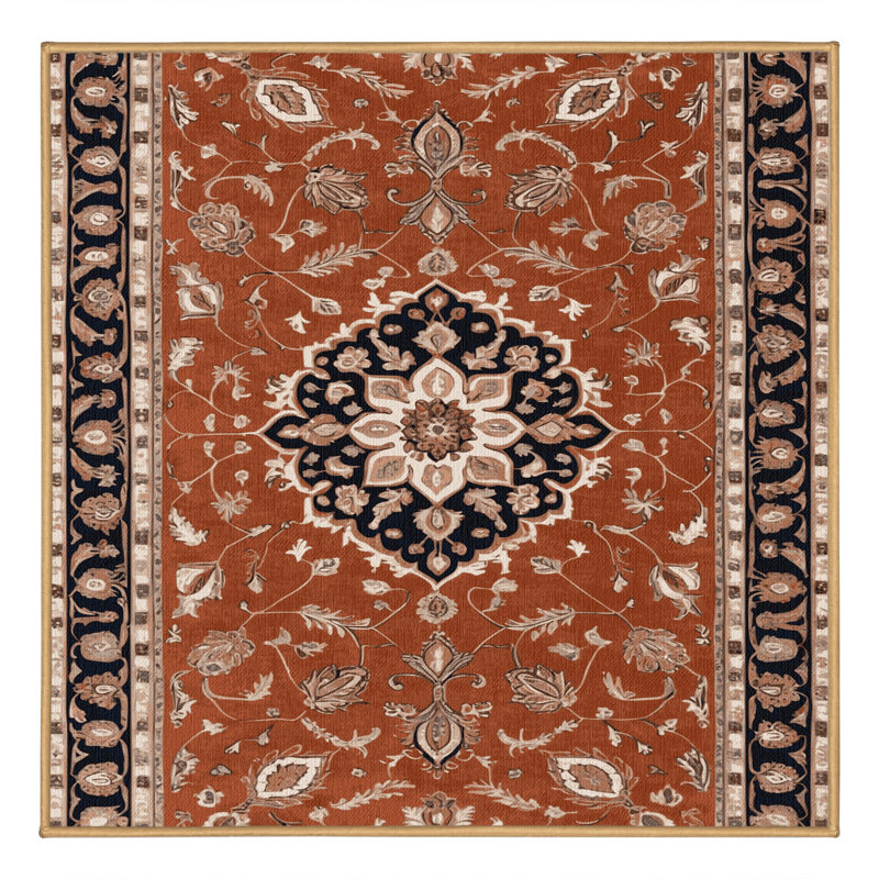 Machine Washable Tabriz Brown Area Rug, Carré 4 pi