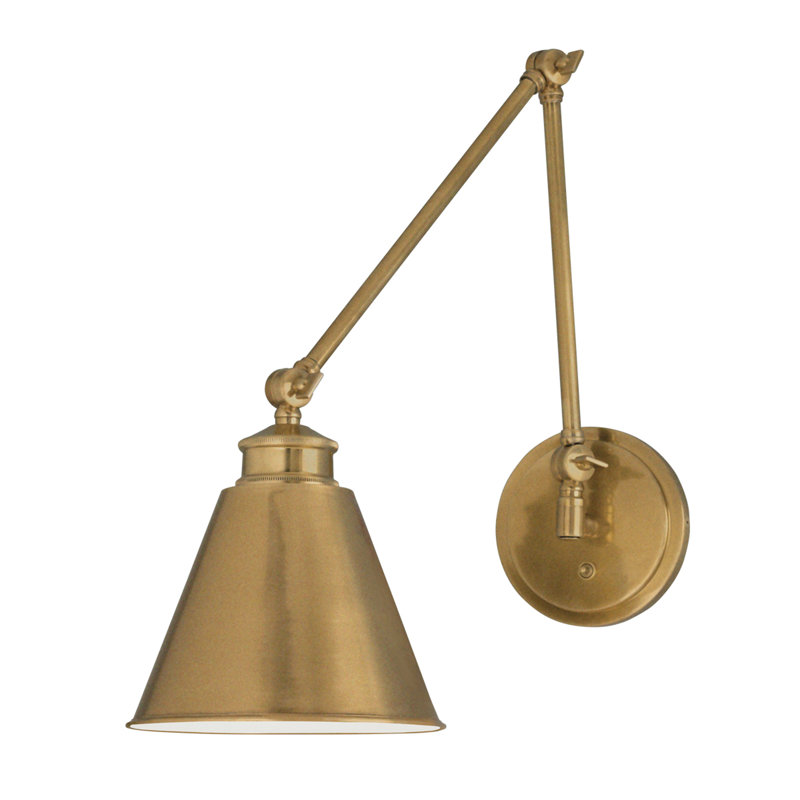 Applique murale articulée 1 lumière Aidan 18,5 po de haut - laiton vieilli, Laiton