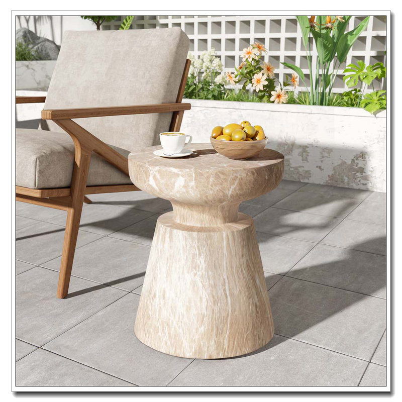 Outdoor Concrete Patio Side Tablbe, Gold