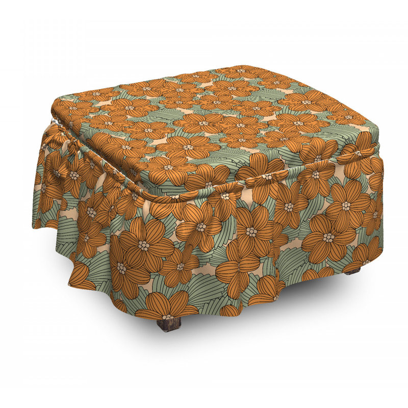 Housse pour repose-pieds chinoise fleurs