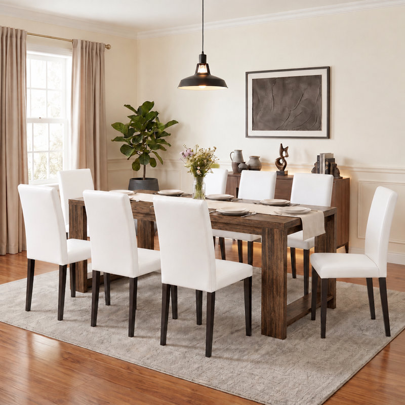 Kristin Dining Set, Brown, White