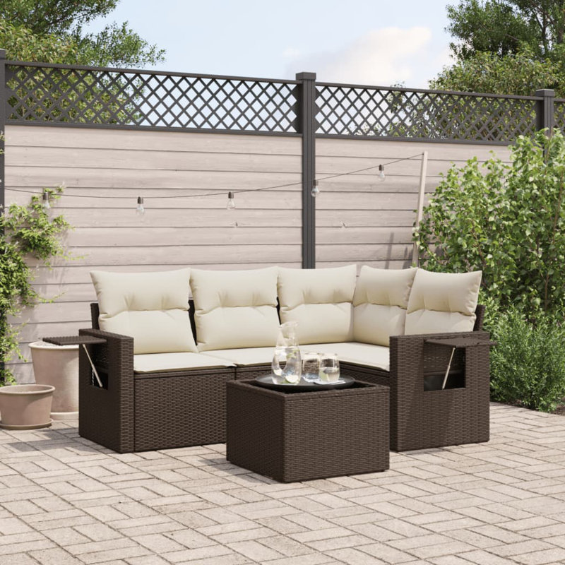Vidaxl Garden Sofa Set Brown, Cream