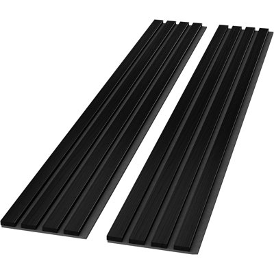 Grands panneaux muraux en bois acoustique, panneaux muraux insonorisés 94,49 po x 12,6 po, panneaux de lattes en bois pour la décoration murale (noir)