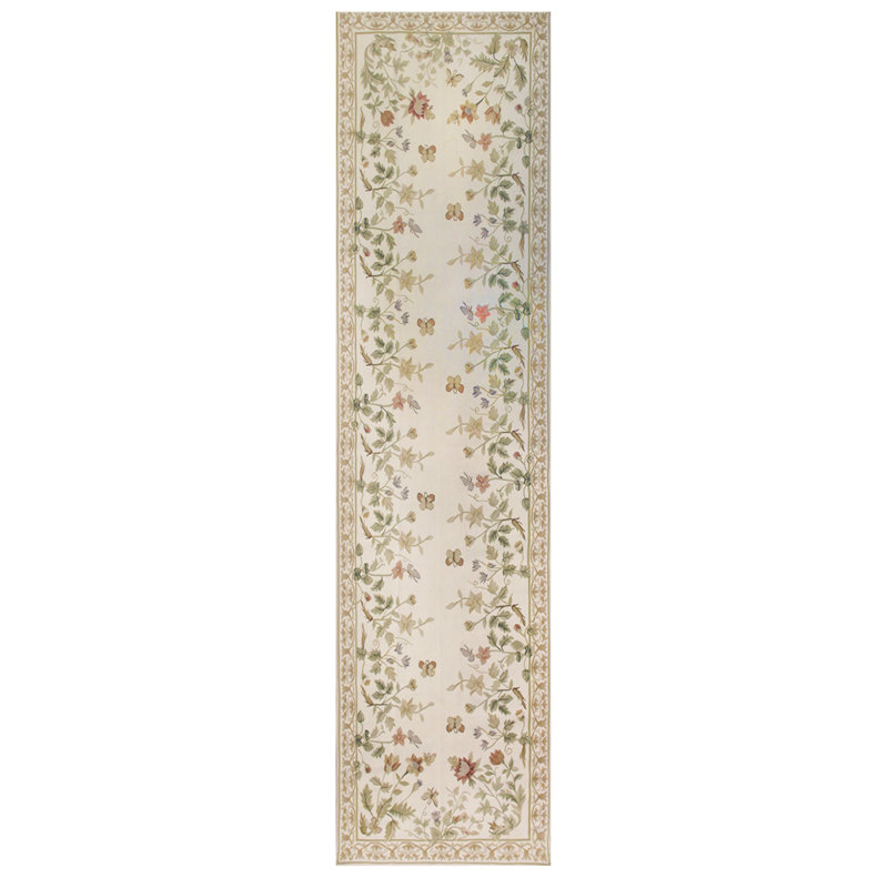 Wool Floral Area Rug, Square 12'