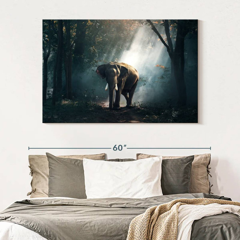 Brampt Sunlit Jungle Elephant, 34" H x 51" W