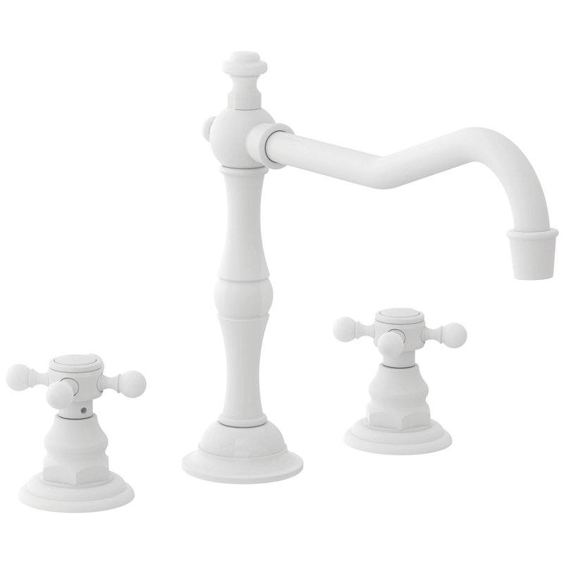 Chesterfield Double Handle Kitchen Faucet, Cross, Matte White